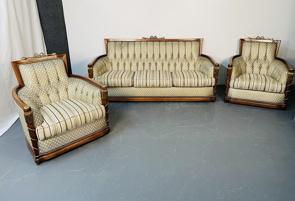 Sofa Couch Furniture in Gilt Wood Fabric Living Room Antique 